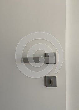 Grey Door Handle Lock And Little Key
