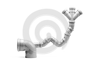 Grey drain pipe tube element isolated on a white