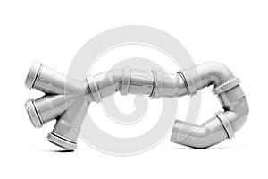 Grey drain pipe tube element isolated on a white