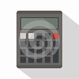 Grey electronic calculator icon, flat style
