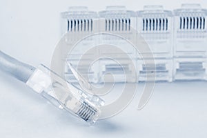 Grey ethernet network RJ45 cable plug