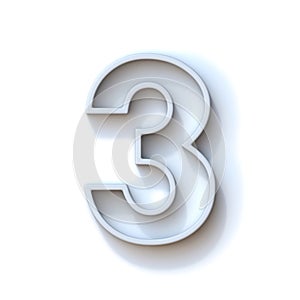 Grey extruded outlined font with shadow Number 3 THREE 3D