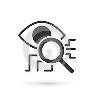 Grey Eye scan icon isolated on white background. Retinal scan. Scanning eye. Security check symbol. Cyber eye sign