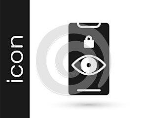 Grey Eye scan icon isolated on white background. Scanning eye. Security check symbol. Cyber eye sign. Vector