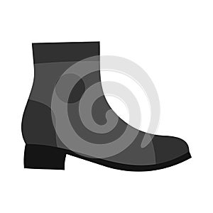 Grey female boot icon, flat style