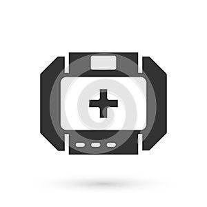 Grey First aid kit icon isolated on white background. Medical box with cross. Medical equipment for emergency