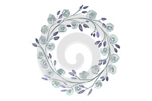 Grey Flower watercolor wreath for beautiful design