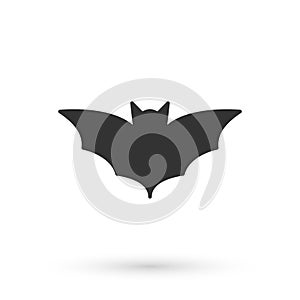 Grey Flying bat icon isolated on white background. Happy Halloween party. Vector