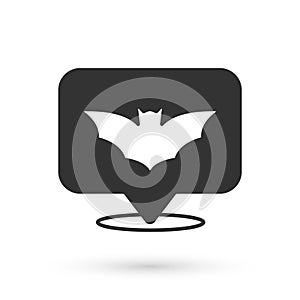 Grey Flying bat icon isolated on white background. Happy Halloween party. Vector