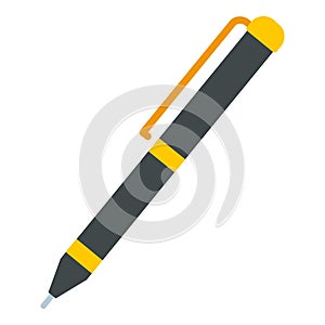 Grey fountain pen icon, flat style
