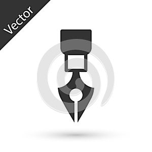 Grey Fountain pen nib icon isolated on white background. Pen tool sign. Vector