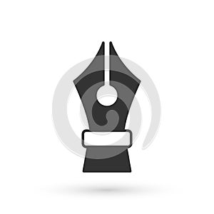 Grey Fountain pen nib icon isolated on white background. Pen tool sign. Vector
