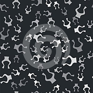 Grey Frog legs icon isolated seamless pattern on black background. Vector