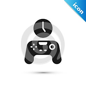 Grey Gamepad of time icon isolated on white background. Time to play games. Game controller. Vector