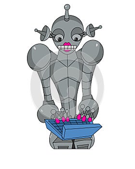 Grey girl robot