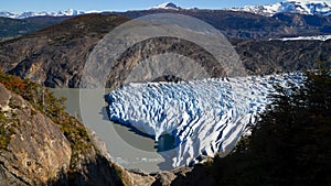 Grey Glacier Ice as seen from Paso John Gardner on the Torres del Paine hike in Patagonia / Chile.