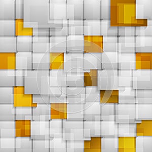 Grey and golden glossy squares abstract tech background