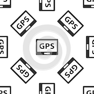 Grey Gps device with map icon isolated seamless pattern on white background. Vector Illustration