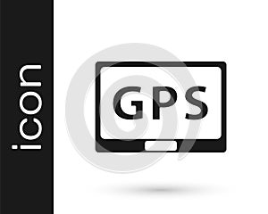 Grey Gps device with map icon isolated on white background. Vector Illustration