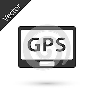 Grey Gps device with map icon isolated on white background. Vector Illustration