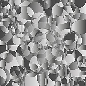 Grey gradient overlapping circles geometric background. Vector