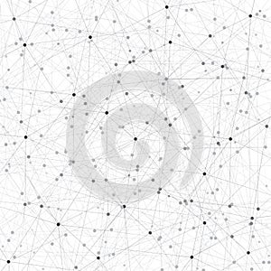 Grey graphic background molecule and communication. Connected lines with dots. Vector illustration