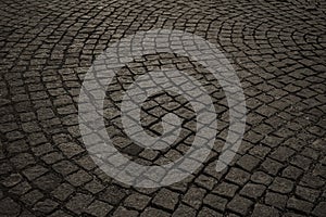 grey, gray pebble stone floors, background texture. Flooring Texture Pattern Background. cobbled road as backdrop