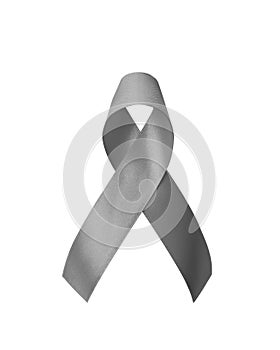 Grey or gray ribbon for Brain cancer and tumors awareness, allergies, asthma control and diabetes prevention photo