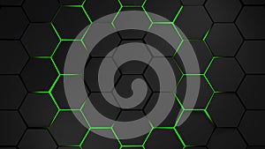 grey and green hexagons modern background