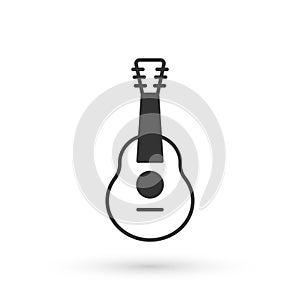 Grey Guitar icon isolated on white background. Acoustic guitar. String musical instrument. Vector