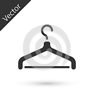 Grey Hanger wardrobe icon isolated on white background. Cloakroom icon. Clothes service symbol. Laundry hanger sign