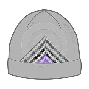 Grey hat with geometric print