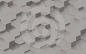 Grey Hexagon Background Texture. 3d render