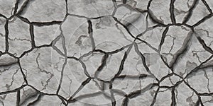 Grey hot grunge weather climate pattern. Cracked ground texture. Dry land background. Ecology terrain backdrop. Summer desert