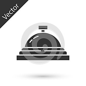 Grey Hotel service bell icon isolated on white background. Reception bell. Vector