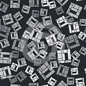 Grey House Edificio Mirador icon isolated seamless pattern on black background. Mirador social housing by MVRDV photo