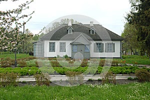 Grey house of Kosachy residense in Kolodiazhne