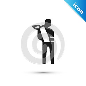 Grey Human broken arm icon isolated on white background. Injured man in bandage. Vector