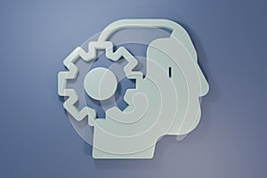 Grey Humanoid robot icon isolated on purple-blue background. Artificial intelligence, machine learning, cloud computing