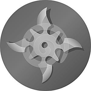 Grey icon with realistic shuriken