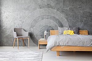 Grey interior of bedroom