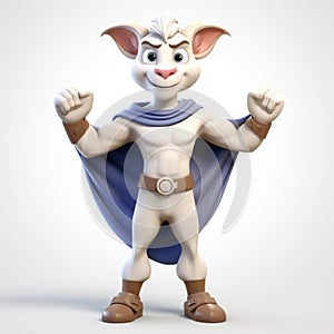 Grey Kitten With Cape And Gloves - 3d Rendering In Goblin Academia Style