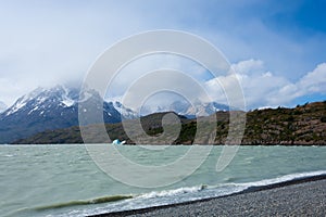 Grey Lake beach view,Torres del Paine, Chile