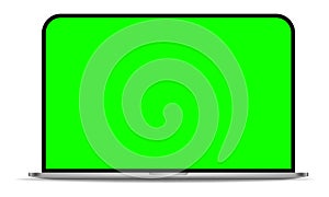 Grey laptop with green screen