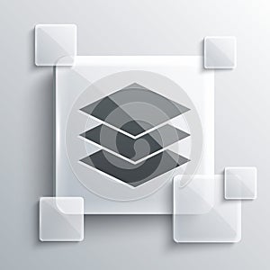 Grey Layers clothing textile icon isolated on grey background. Element of fabric features. Square glass panels. Vector