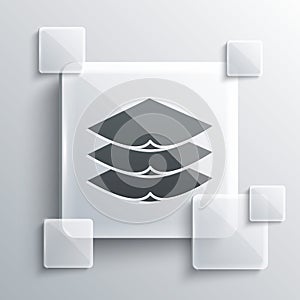 Grey Layers clothing textile icon isolated on grey background. Element of fabric features. Square glass panels. Vector