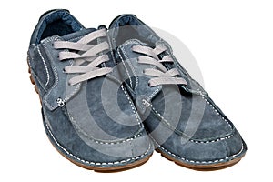 Grey leather men shoes
