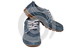 Grey leather men shoes