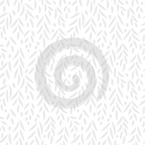 Grey leaves subtle white seamless pattern, vector