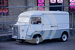 Grey legendary Citroen Type H of Kaffe Ekspressen in Roskilde, Denmark